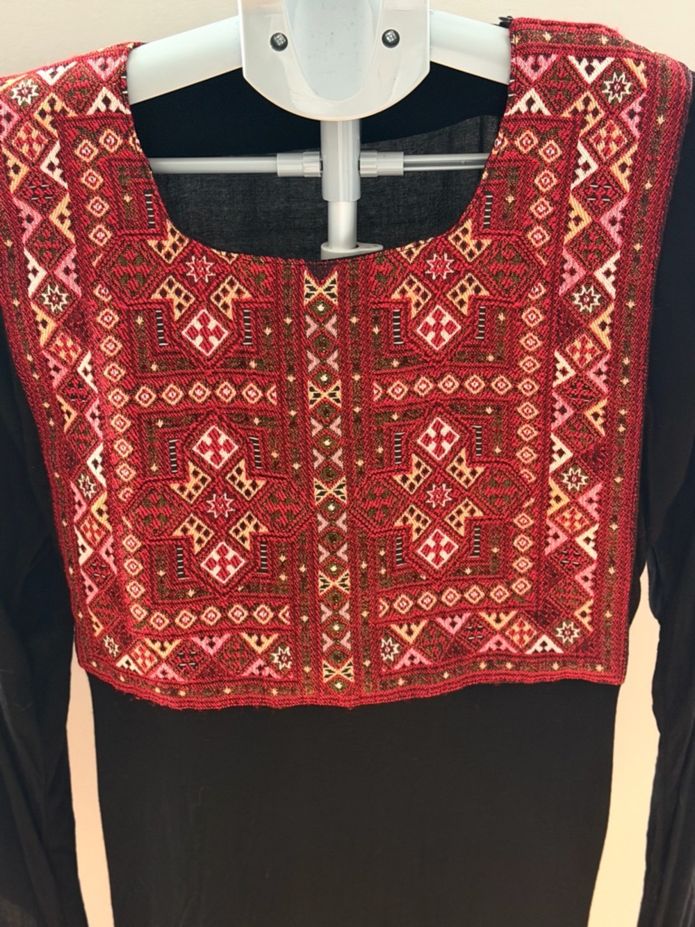 Vintage Long Blouse with Red Embroidered Panel - Picture 4 of 11